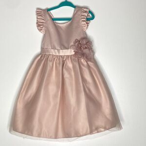 New Btween Occasion Pink Satin Tulle Formal Dress Baby Toddler Girl's Size 4T